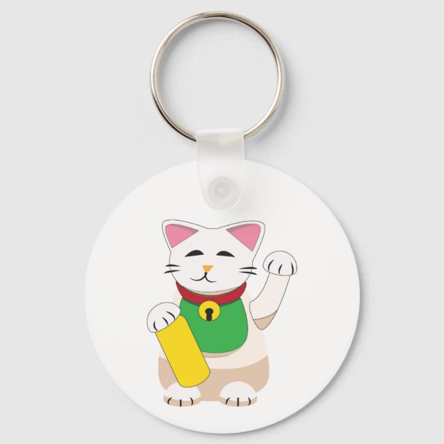 Maneki Neko eller Vinkande Katt Nyckelring (Framsida)