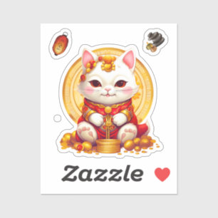Maneki Neko Fortune Cat, kattdekal. Klistermärken