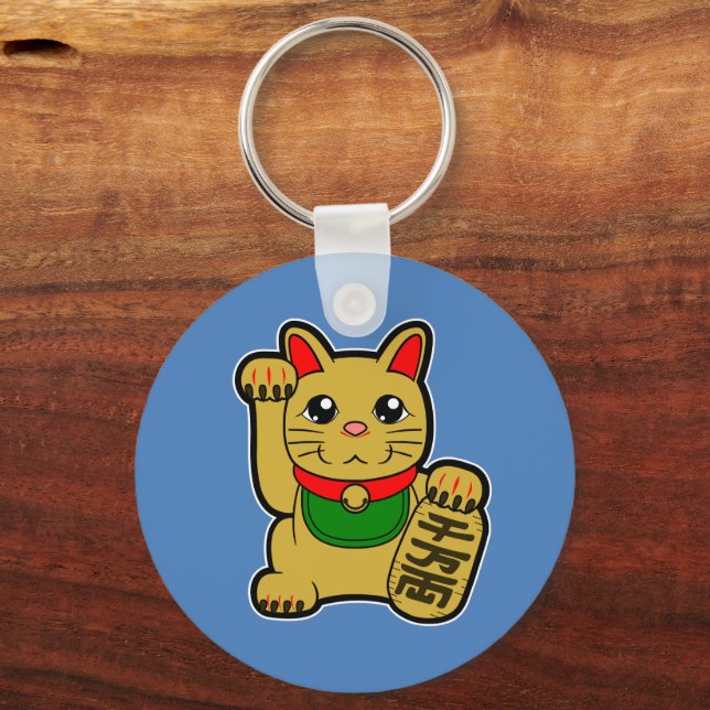 Maneki Neko: Golden Lucky Cat Keychain Nyckelring (Framsida)