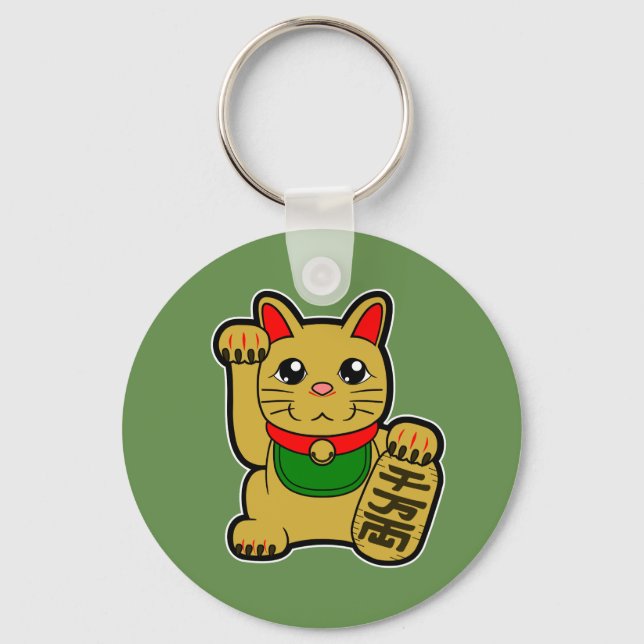 Maneki Neko: Golden Lucky Cat Nyckelring (Framsida)