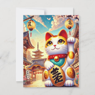 Maneki Neko-hälsningskort - Perfekt för Önskemål Tack Kort