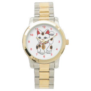 Maneki Neko japansk Bobtail Calicokatt Armbandsur