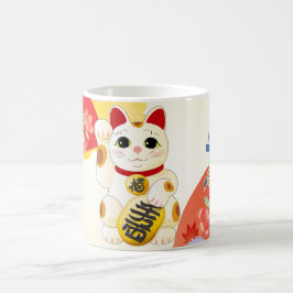 Maneki Neko Japansk Förmögenhet Katt Kaffemugg