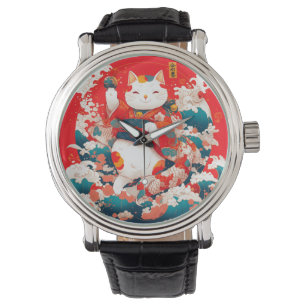 Maneki-Neko, japansk lucky Cat Armbandsur