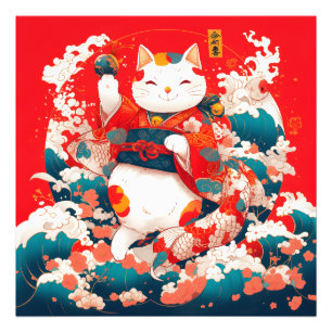 Maneki-Neko, japansk lucky Cat Fototryck