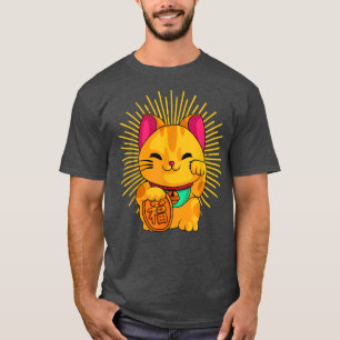 Maneki Neko Japansk Lucky Cat Kawaii Koban Kattung T Shirt
