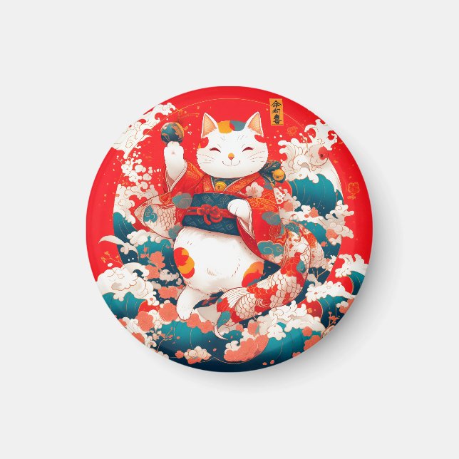 Maneki-Neko, japansk lucky Cat Magnet (Framsidan)
