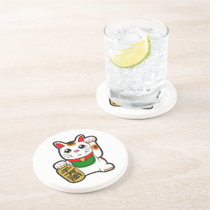 Maneki Neko: Japansk Lucky Cat Underlägg Sandsten