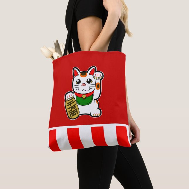 Maneki Neko: Japansk Lyckokatt Tygkasse (Närbild)