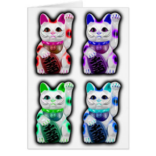 Maneki Neko JAPANSK pengarKATT Hälsningskort