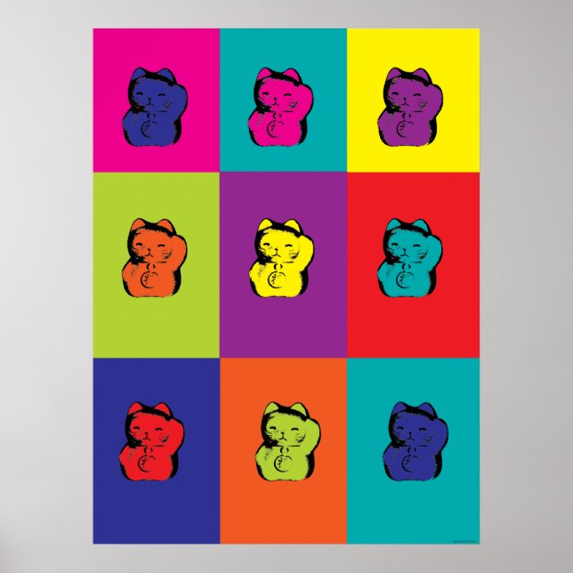 Maneki Neko katt regnbowaffisch Poster (Framsidan)