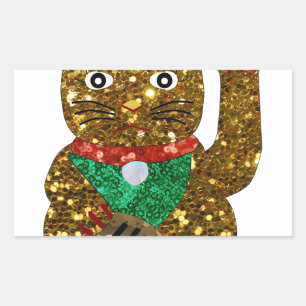 maneki neko-katt rektangulärt klistermärke