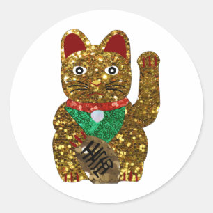 maneki neko-katt runt klistermärke