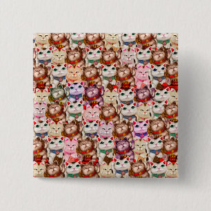 Maneki-neko-katter mönster knapp