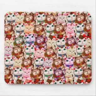 Maneki-neko-katter mönster musmatta