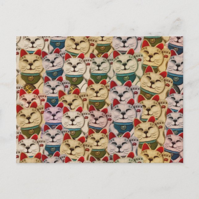 Maneki-neko-katter mönster vykort (Framsida)