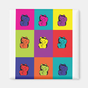 Maneki Neko Kattunge Pop Art magnet