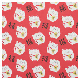 Maneki Neko Lucky Cat kinesisk japansk symbol Tyg