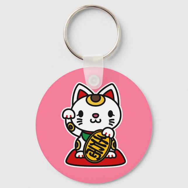 Maneki Neko (Lucky Cat) Nyckelring (Framsida)