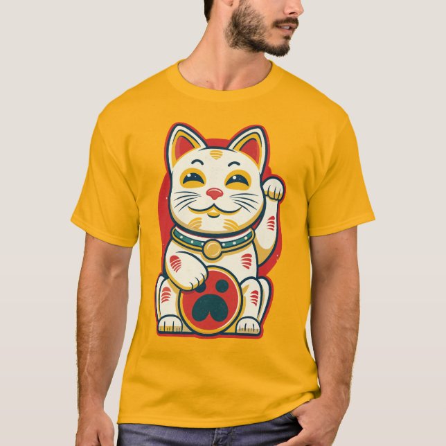 Maneki Neko - Lucky Cat T Shirt (Framsida)