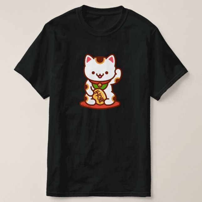 MANEKI-NEKO Lucky Cat T-Shirt - White (Design framsida)
