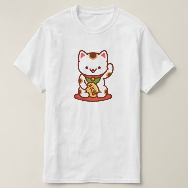 MANEKI-NEKO Lucky Cat T-Shirt - White (Design framsida)