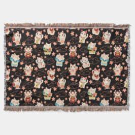 Maneki Neko Lucky Cats-mönster Filt