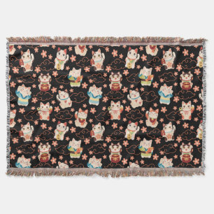 Maneki Neko Lucky Cats-mönster Filt