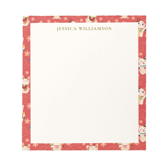 Maneki Neko Lucky Cats Personalized Name Anteckningsblock (Framsida)