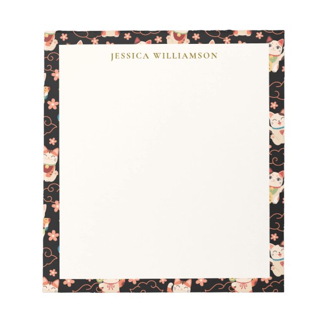 Maneki Neko Lucky Cats Personalized Name Anteckningsblock (Framsida)