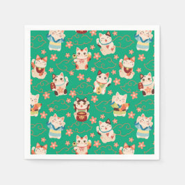 Maneki Neko Lucky Cats Personalized Pappersservett