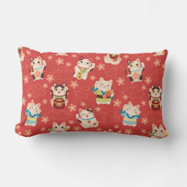 Maneki Neko Lucky Cats Throw Pillow Lumbarkudde