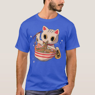 Maneki Neko Lucky Kawaii Japansk Anime Cat Ramen T Shirt