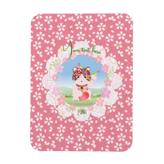 Maneki Neko Lucky Luna Flexible Photo Magnet (Vertikal)