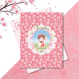 Maneki Neko Lucky Luna-postkort Vykort