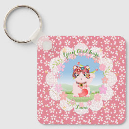 Maneki Neko Lucky Luna Square Nyckelring