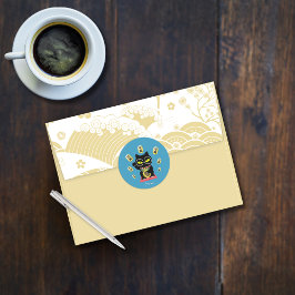 Maneki Neko Lucky Poilue Runt Klistermärke