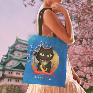 Maneki Neko Lucky Poilue Tote Bag Tygkasse