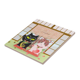 Maneki Neko Lucky Poiluna Ceramic Kakelplatta
