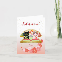 Maneki Neko Lucky Poiluna Folded Helgkort