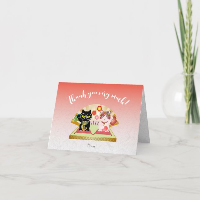Maneki Neko Lucky Poiluna Folded Tack Kort (Framsida)