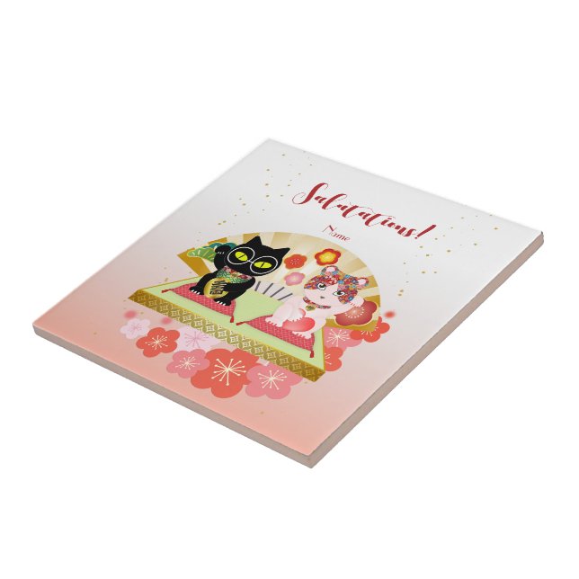 Maneki Neko Lucky Poiluna Kakelplatta (Sidan)