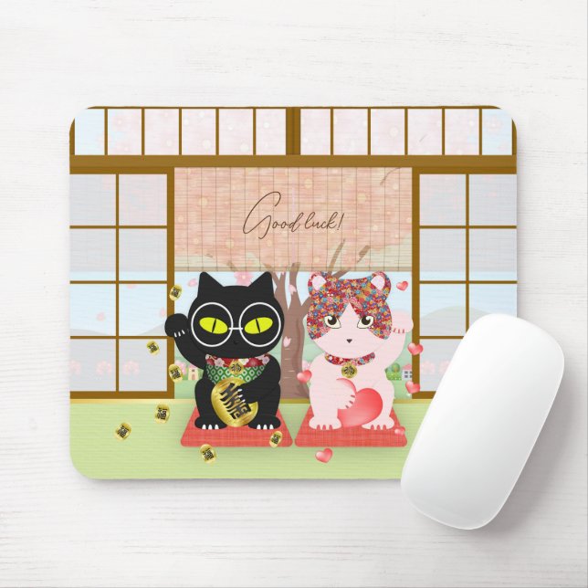 Maneki Neko Lucky Poiluna Musmatta (Med mus)