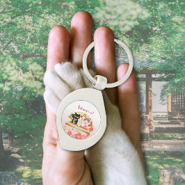 Maneki Neko Lucky Poiluna silver-färgad metall Swirl Silverfärgad Nyckelring