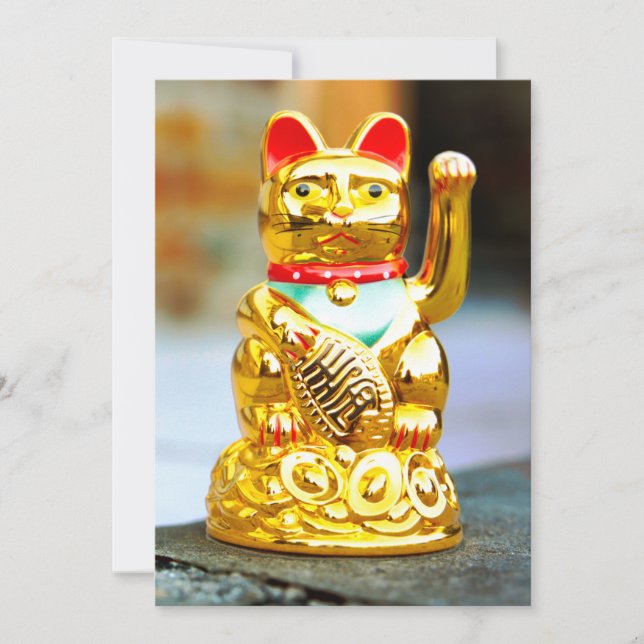 Maneki Neko Lucy Waving Cat Design Inbjudningar (Framsida)