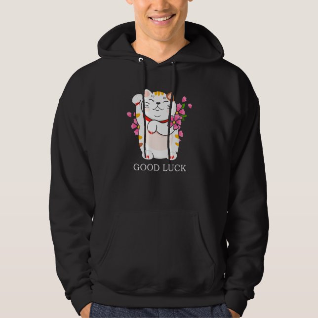 Maneki Neko Lycka till Lycklig Cat Hoodie (Framsida)