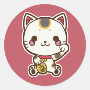 Maneki Neko (lycklig katt) klistermärke