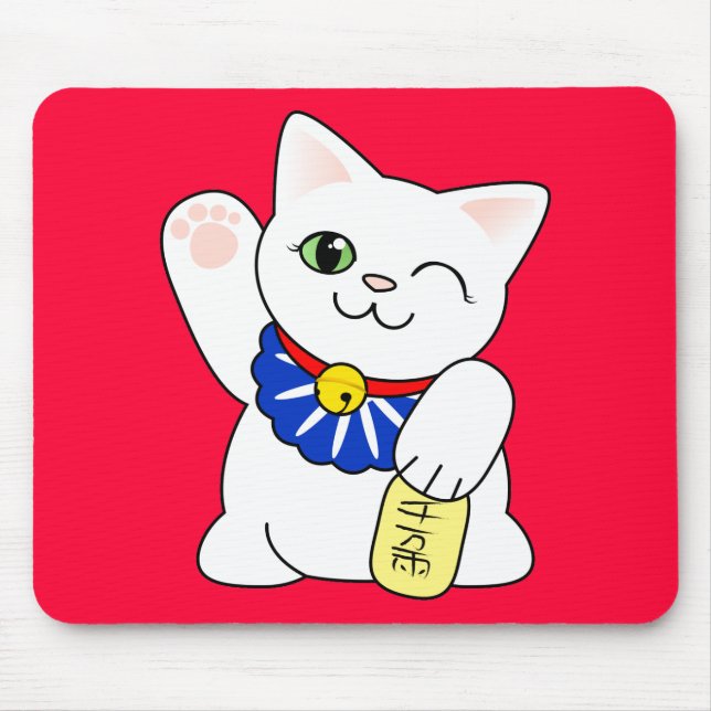 Maneki Neko lycklig katt Musmatta (Framsidan)