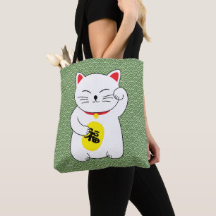 Maneki Neko lycklig katt Tygkasse