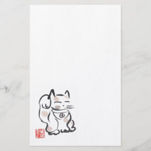 Maneki Neko lycklig kattbrevpapper Brevpapper
